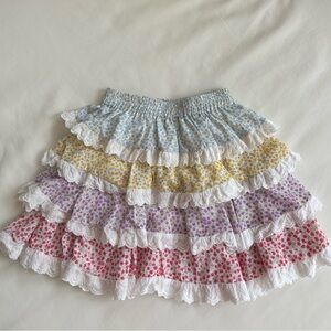 Stellah tiered floral multi colored tiered ruffle skirt XS